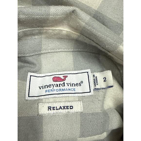 Vineyard Vines Women's Shirt Performance Relaxed Button Down Grey Plaid Size 2 - Picture 8 of 9